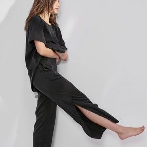 Lunya Washable Silk Sleep and Lounge Pants in Immersed Black (Size: Small)